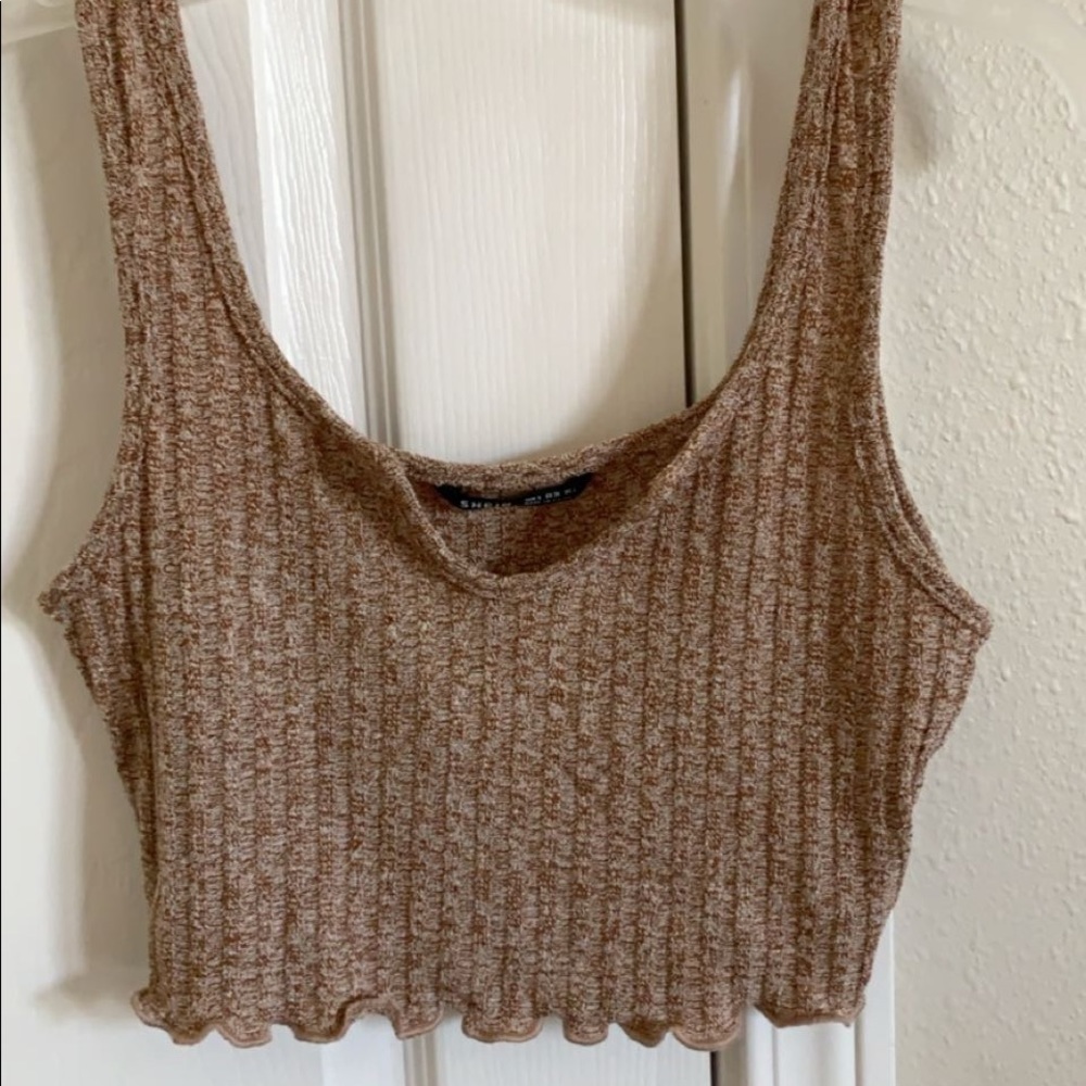 Light brown ripped crop top